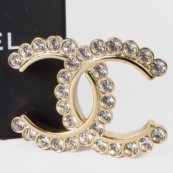 Chanel 20C Gold CC Crystal Brooch - Picture 2 of 5